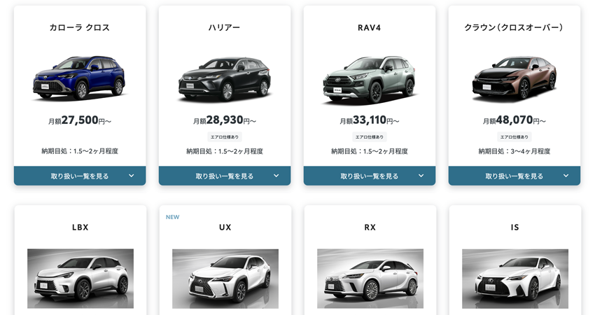 TOYOTAとレクサスに特化したサービス